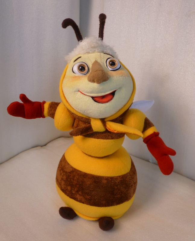 Granny Kapa bee plush from Luntik Granny Kapa bee plush from Luntik, sewn to order in 2013: yellow and brown stripes, kerchief, red mittens
