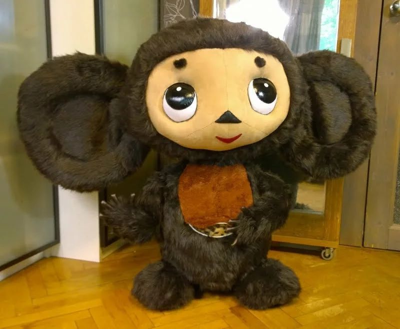 Big huggable Cheburashka plush Big Soviet cartoon Cheburashka plush standing on his round feet, ears as wide as his body, custom made by hand