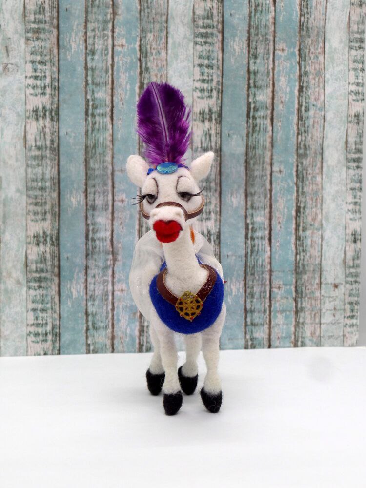 Handmade horse plush Angela from a Soviet cartoon Handmade horse plush Angela from a Soviet cartoon, made to order with red lips, bridle and a blue jewel band