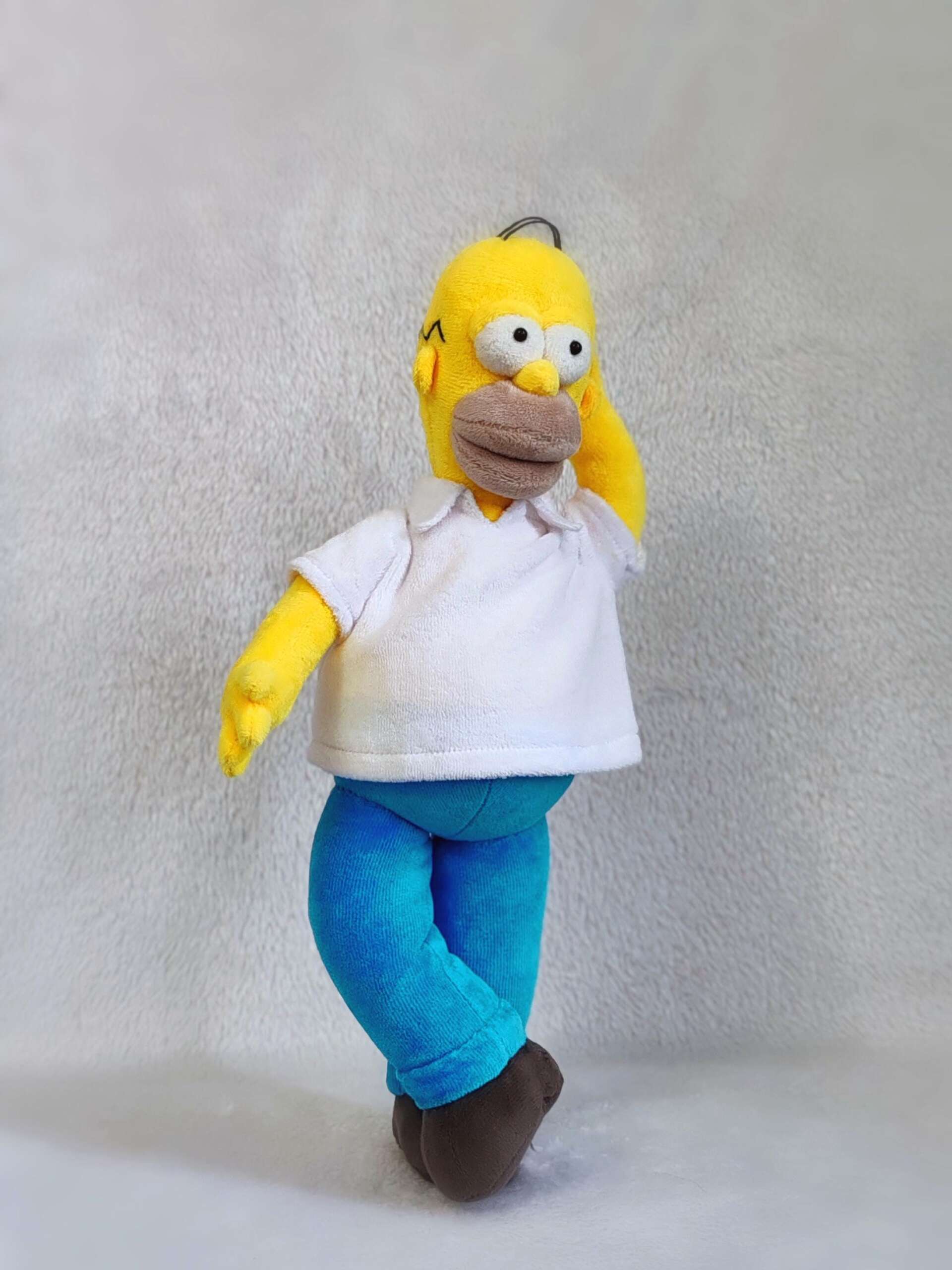 Homer Simpson plush with poseable arms Homer Simpson plush scratching his head with a poseable arm, Simpsons fan doll handmade to order