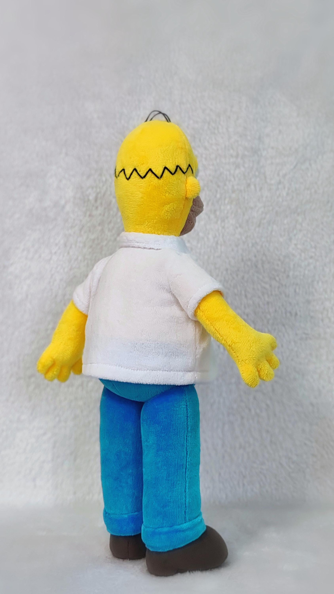 Homer Simpson plush with the zigzag hair stitched on the back of his head, custom Simpsons toy to order