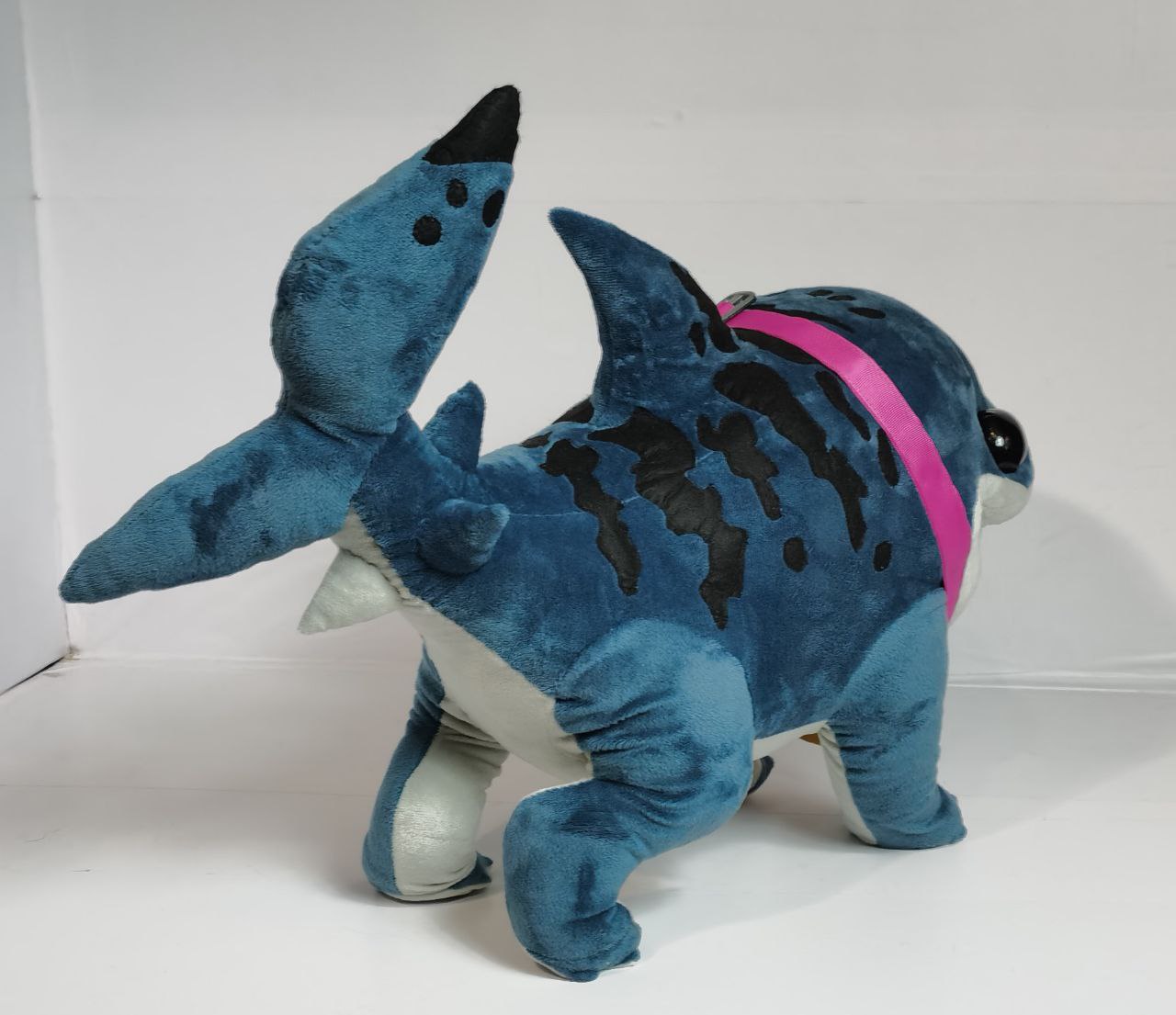 Jeff the Land Shark plush with dorsal fin Soft Jeff the Land Shark plush with dorsal fin, black-tipped tail and white paws, handmade Marvel shark to order