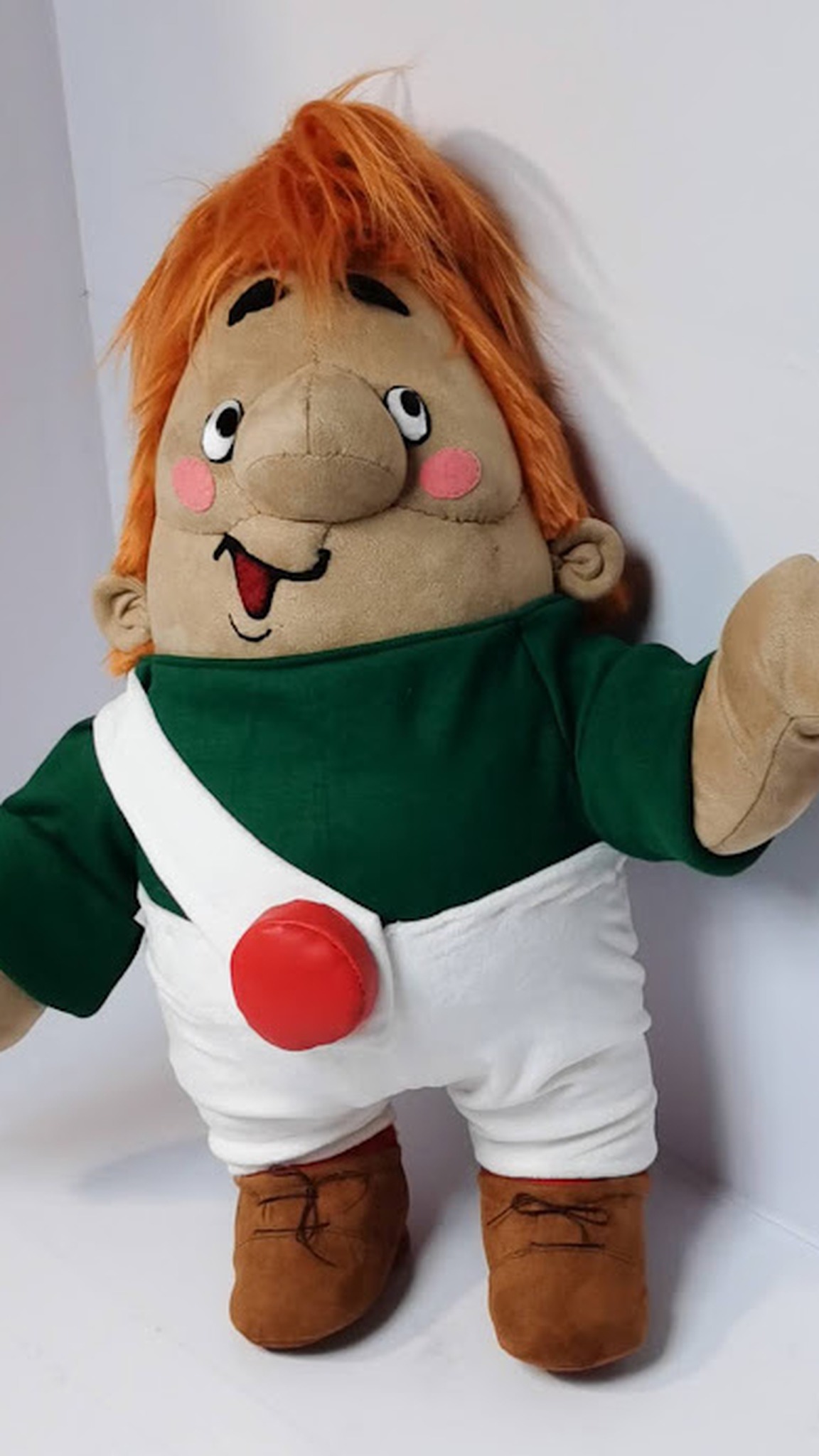 Custom Karlsson toy after the Soviet cartoon, sewn to order in 2025: long nose, cheeky grin, waving hand