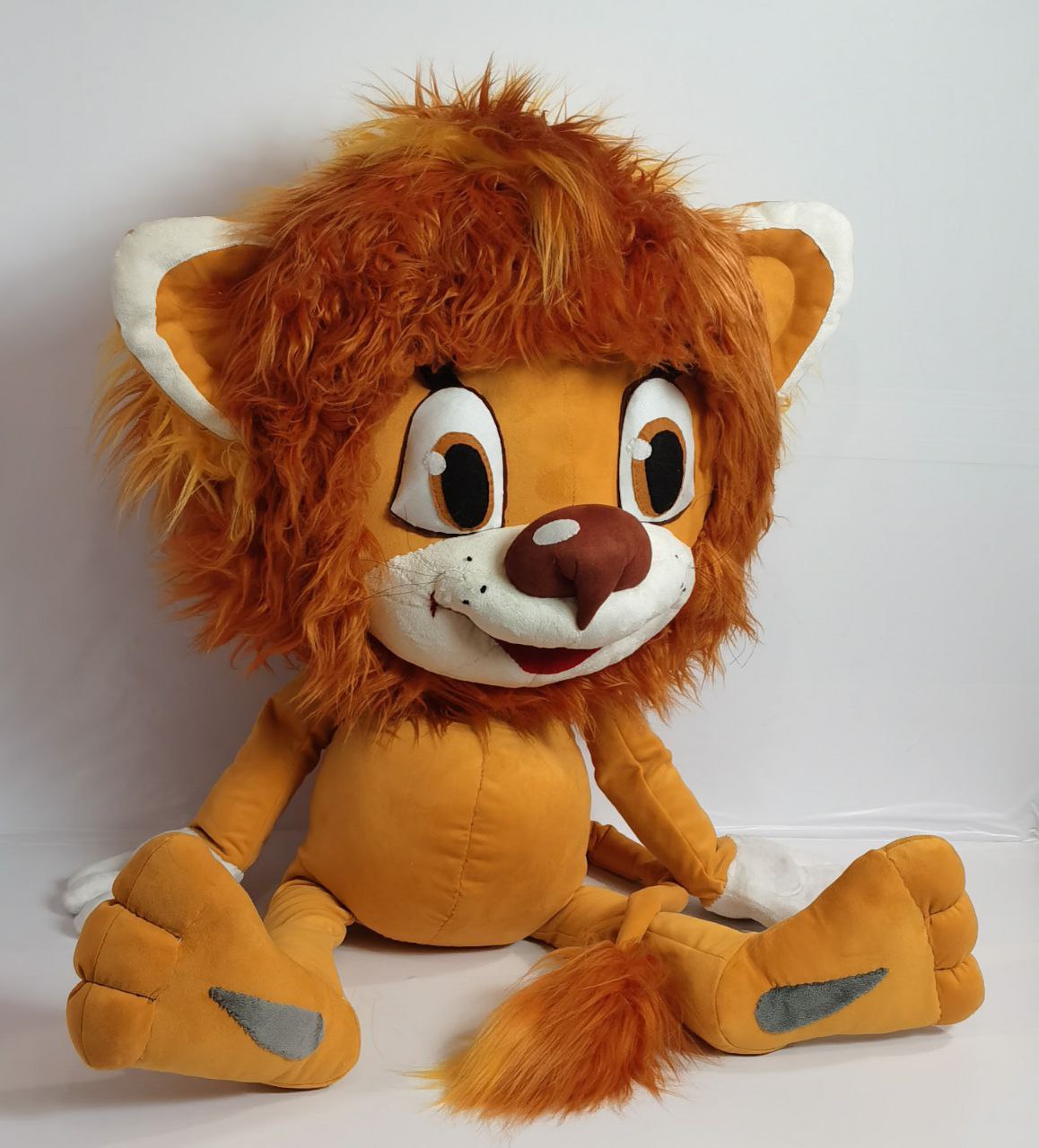 Lion cub plush with shaggy mane Soviet cartoon lion cub plush with a huge shaggy faux fur mane, pale ears and long tail, sewn by hand to order