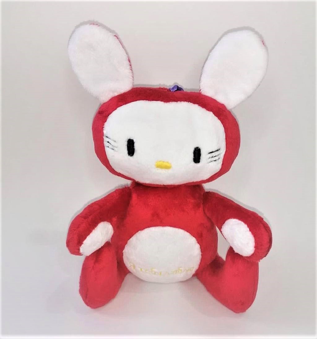 Lost toy replica: kitty in a bunny suit Lost toy replica: red-pink kitty plush in a bunny suit, sewn by hand to order from one old photo
