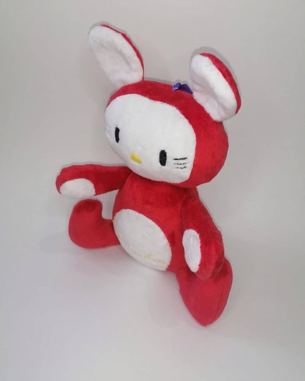 Kitty plush replica with bunny ears Handmade replica of a lost childhood kitty plush with white bunny ears and paws, custom made to order