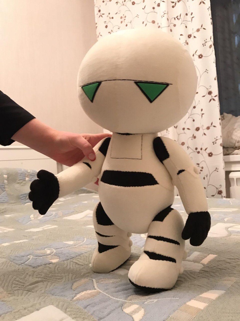 Marvin plush with movable arms Marvin plush robot from the Hitchhiker's Guide film with a movable arm, poseable fan plush made to order