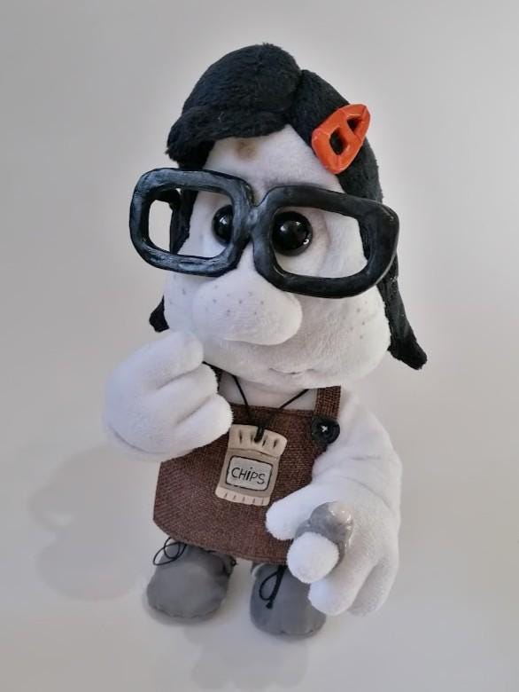 Handmade Mary Daisy Dinkle plush doll Handmade Mary Daisy Dinkle plush doll, the pen pal from Mary and Max, hand to her chin, custom made to order