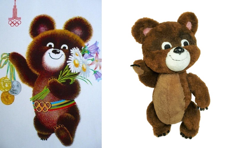 Reference: 1980 Olympic Misha art and a vintage toy Reference pictures for the Misha plush: 1980 Moscow Olympics bear art and a vintage Misha toy