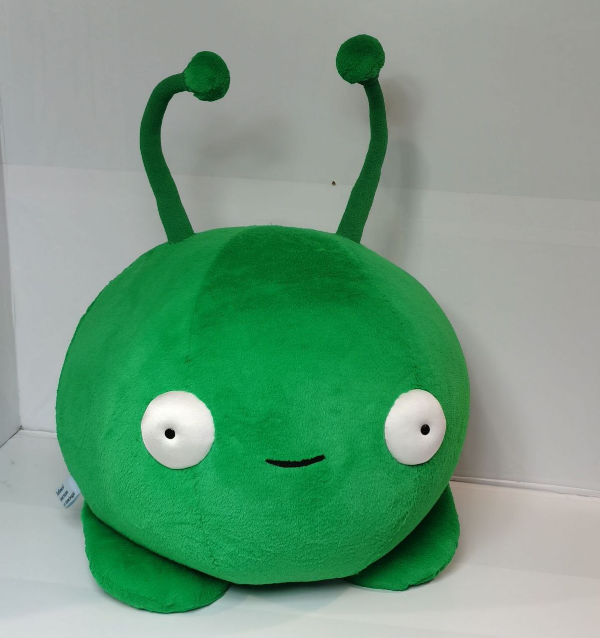Green faux fur Mooncake plush Mooncake plush in soft green faux fur with curly pompom antennae and little feet, custom Final Space toy