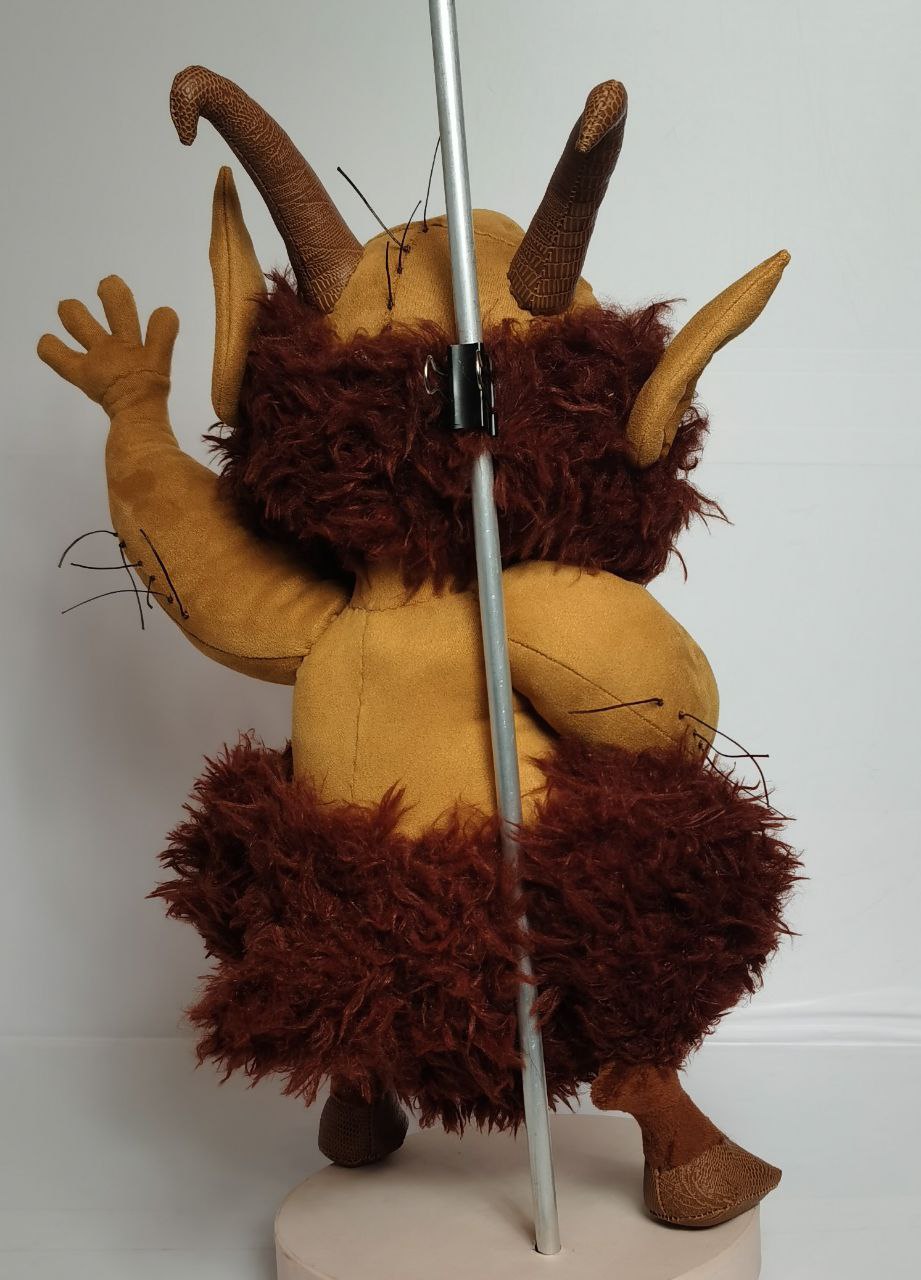 Philoctetes plush with faux fur beard Handmade Philoctetes plush, a satyr with shaggy faux fur shoulders and goat legs, custom Hercules toy to order
