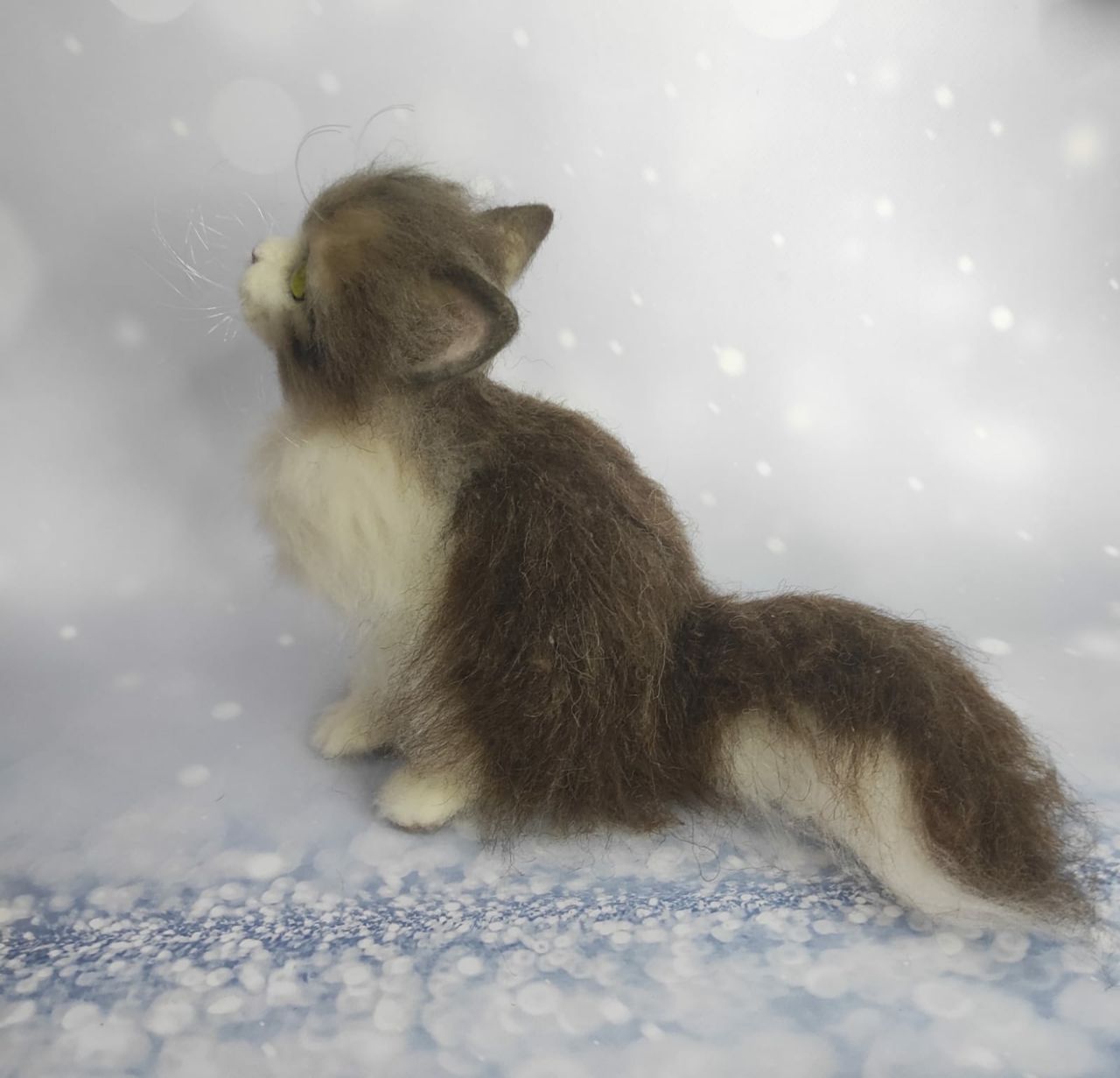 Realistic kitten plush with a bushy tail Realistic kitten plush from the cat bread meme, long grey coat, bushy tail with white underside, made to order