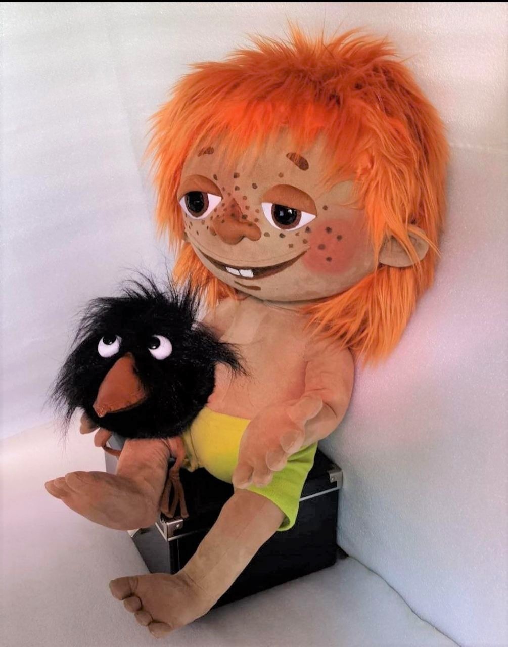 Red-haired boy doll Antoshka Red-haired boy doll Antoshka with rosy cheeks and a toothy grin, a shaggy black crow on his lap, made to order