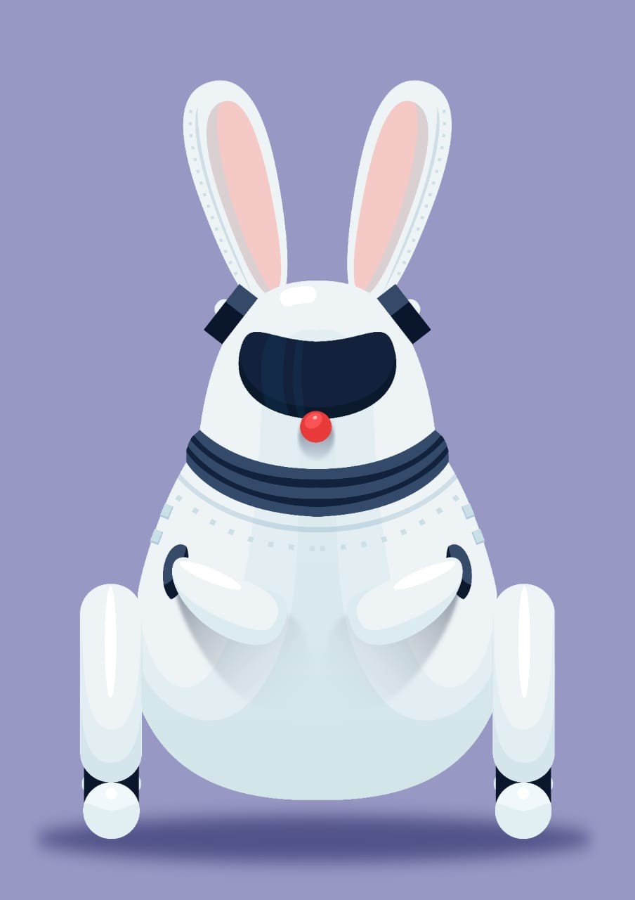 Robot bunny vector picture, customer reference Vector picture of a white robot bunny the customer sent as reference for the custom plush