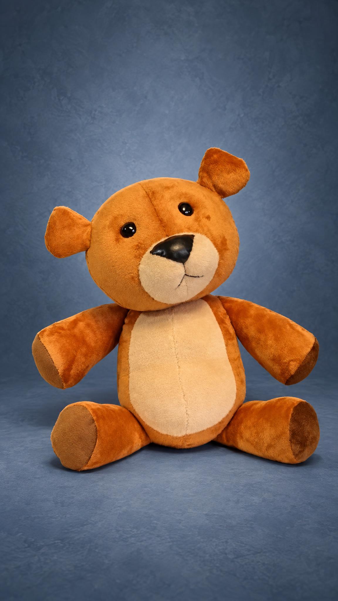 Custom Rupert plush from Family Guy sitting with arms out, Stewie's teddy bear sewn by hand to order