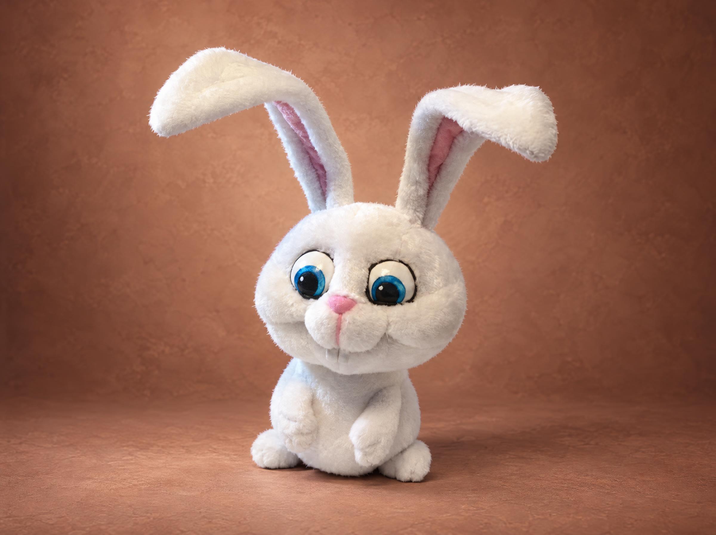 Snowball plush from The Secret Life of Pets, white bunny with big blue eyes, handmade to order