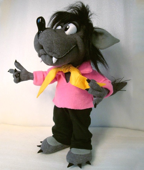 Soviet cartoon wolf plush, Nu, Pogodi! Soviet cartoon wolf plush from Nu, Pogodi!, handmade to order: sly grin, yellow neckerchief, pink shirt