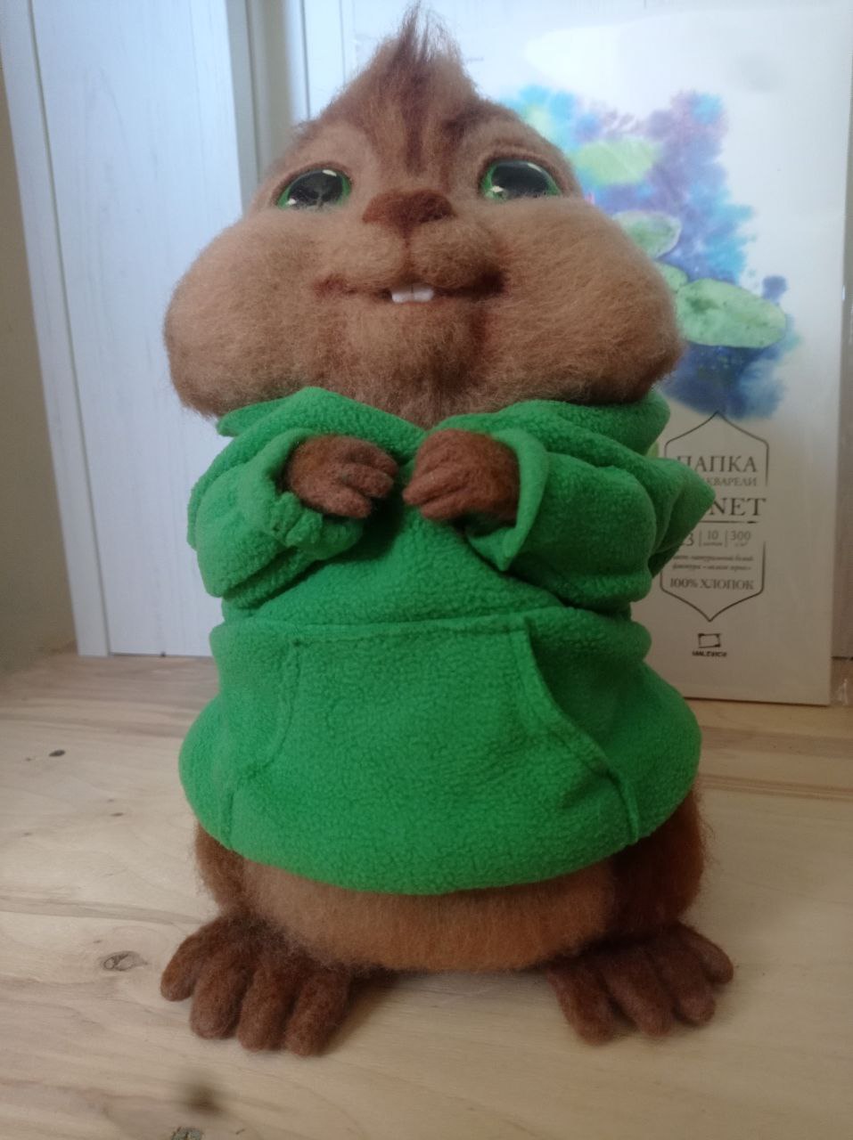 Theodore chipmunk with round cheeks Theodore chipmunk plush with round wool cheeks and two front teeth, handmade Alvin and the Chipmunks fan toy
