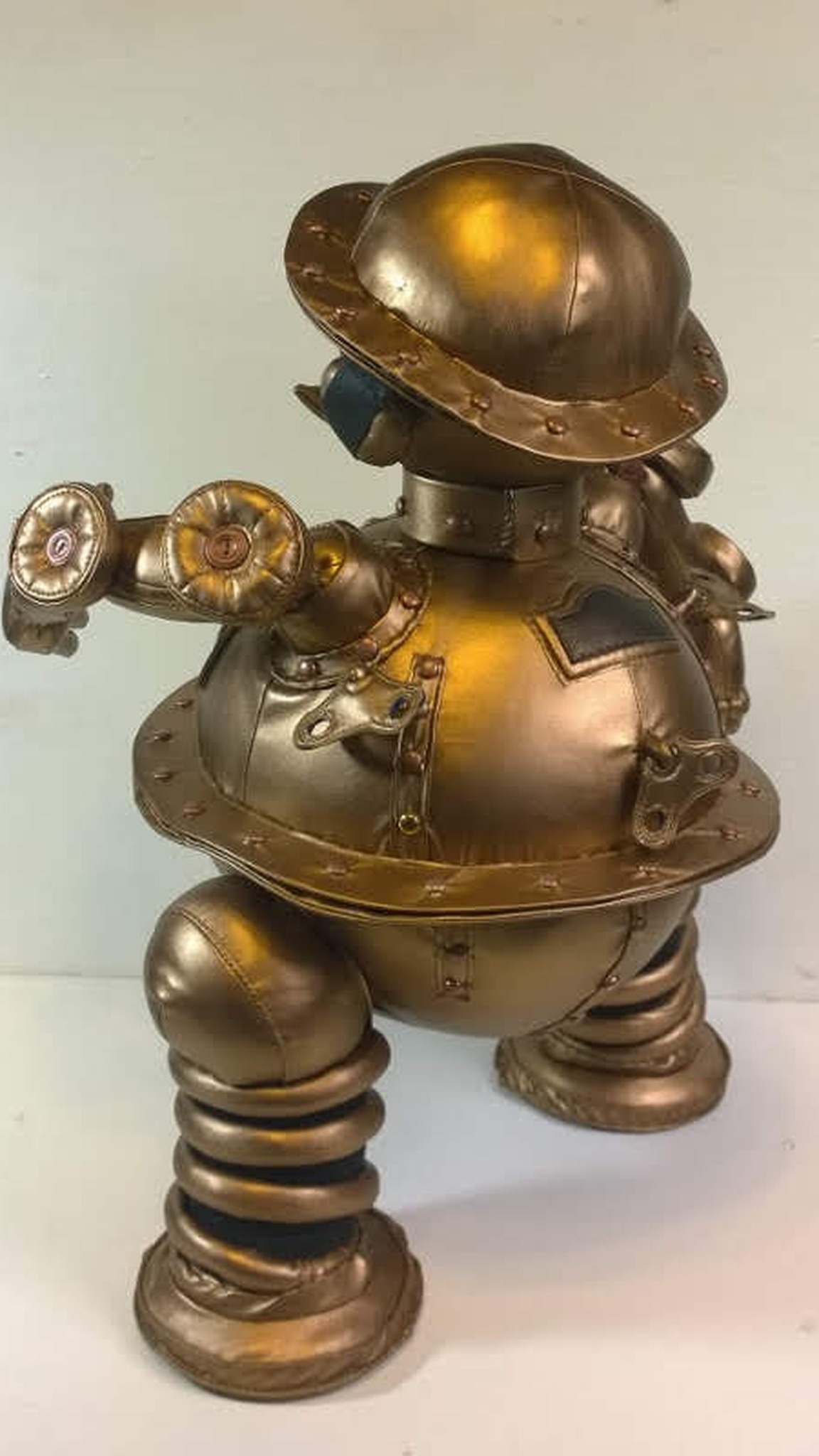 Handmade Tik-Tok plush from Return to Oz with wind-up keys and ring legs, a clockwork robot made to order