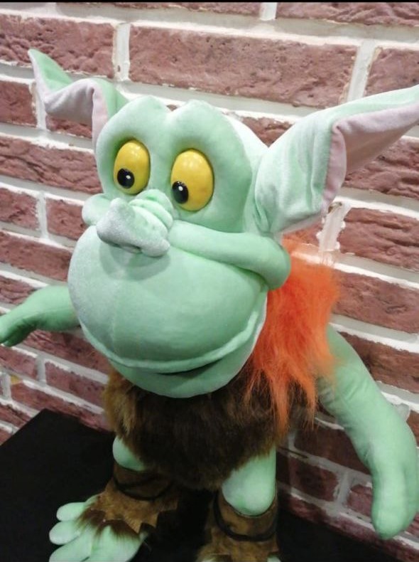 Custom Toadwart plush with big mint hands Custom Toadwart plush with big mint hands and orange faux fur collar, Gummi Bears ogre sewn to order
