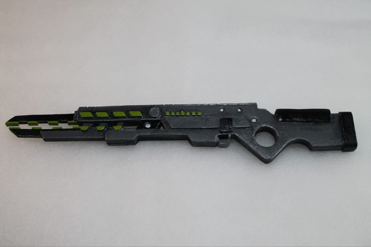 Uzi railgun accessory for a custom Murder Drones plush Uzi's railgun accessory with green light strips, made by hand for a custom Murder Drones plush doll