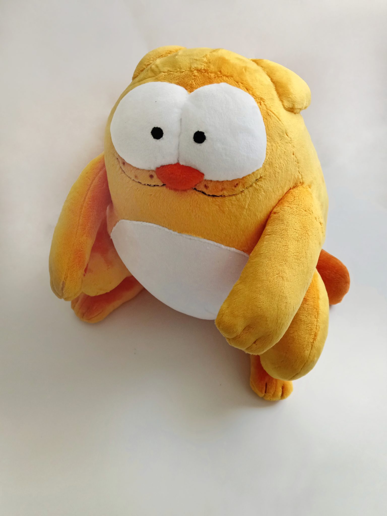 Viber cat plush with huge eyes Handmade Viber cat plush with huge white eyes, an orange nose and a round white belly, made to order