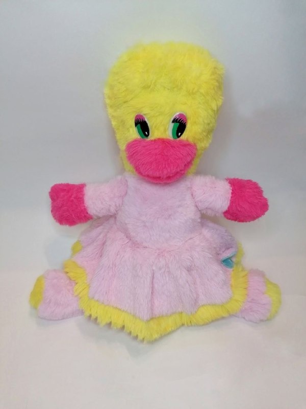 Vintage-style Webby Vanderquack plush copy Vintage-style Webby Vanderquack plush, a made-to-order copy: tall yellow head, green eyes, light-blue tag
